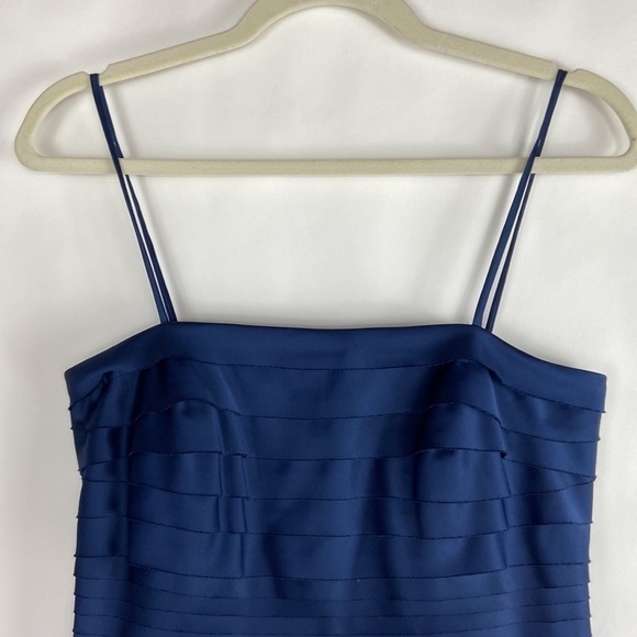 JS Collections Tiered Bandage Satin Fit Flare Spaghetti Strap Midi Dress - Picture 4 of 16